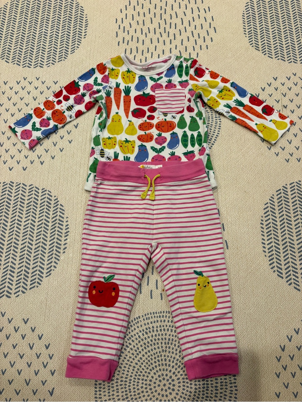 HTF Baby Boden Kids Matching Set farmers market fruit and vegetables appliqués